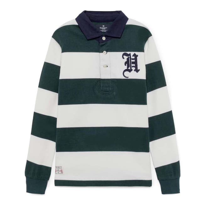 Hackett London Green/White Long Sleeve Rugby