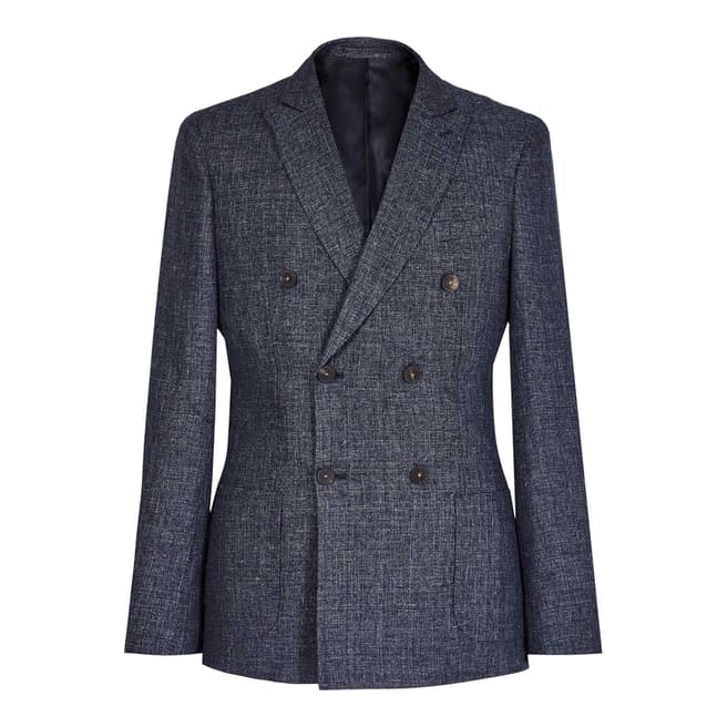 Reiss Indigo Robson Modern Fit Wool/Linen Suit Jacket
