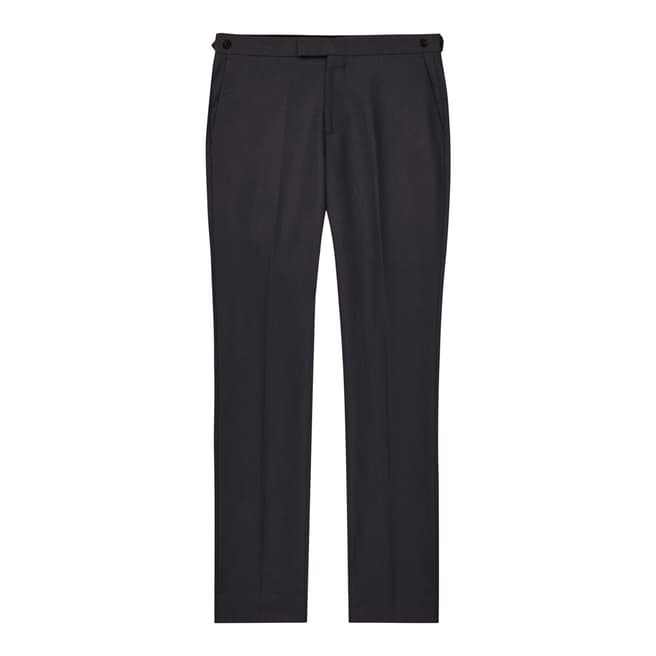 Reiss Navy Bank Slim Fit Cotton Blend Trousers