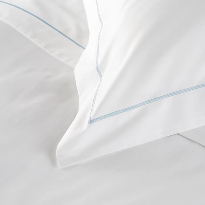 Hotel Living 800TC Single Row Cord Pair of Oxford Pillowcases, White/Duck Egg