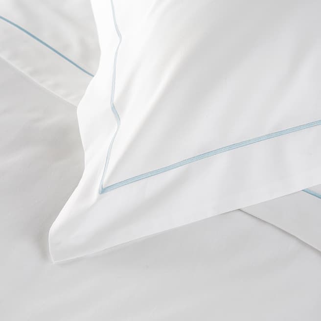 Hotel Living 800TC Single Row Cord Large Square Pillowcase, White/Duck Egg