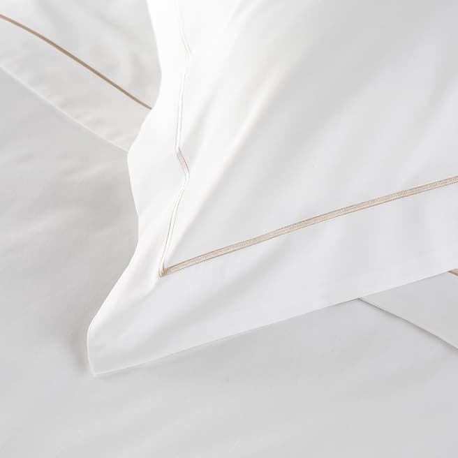 Hotel Living 800TC Single Row Cord Pair of Housewife Pillowcases, White/Flax
