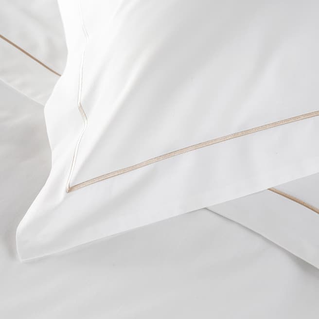Hotel Living 800TC Single Row Cord Large Square Pillowcase, White/Flax