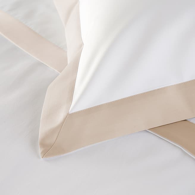 Hotel Living 800TC Wide Border Pair of Housewife Pillowcases, White/Flax