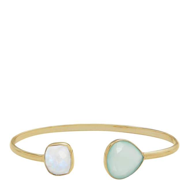 Liv Oliver Gold Moonstone and Chalcedony Open Cuff