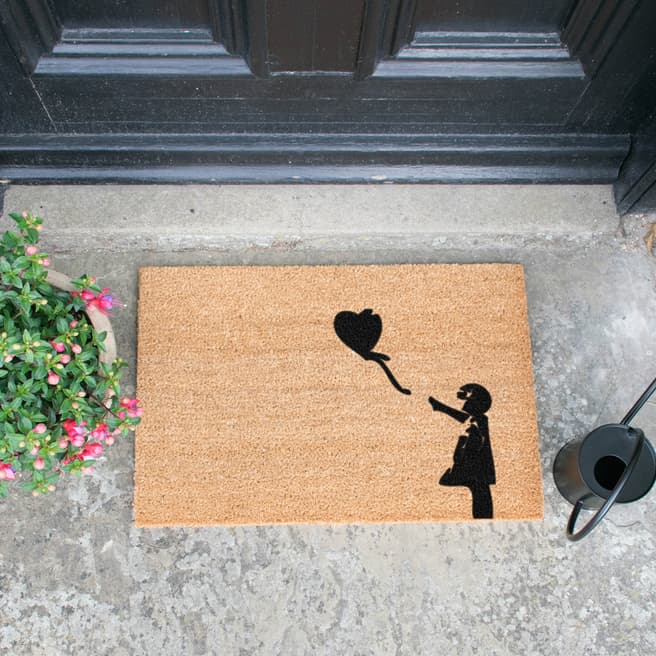 Artsy Doormats Girl with a Balloon Graffiti Doormat