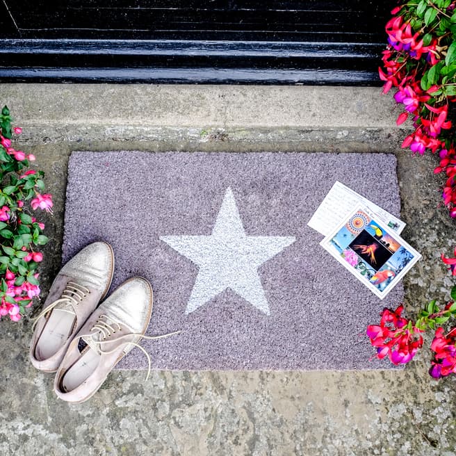 Artsy Doormats Grey Star Glitter Doormat