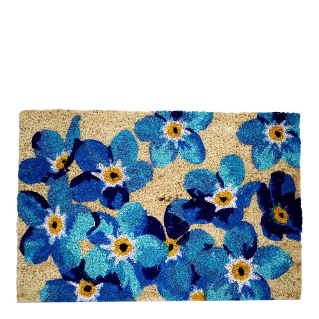 Artsy Doormats Natural/Blue Floral Coir Doormat