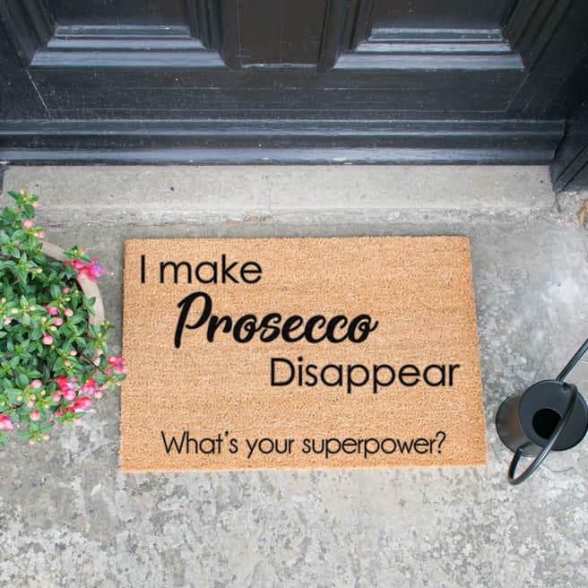 Artsy Doormats Natural/Black I Make Prosecco Disappear Doormat