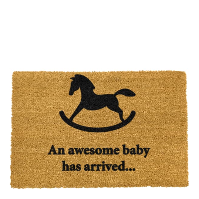 Artsy Doormats Natural/Black Awesome Baby Has Arrived Doormat