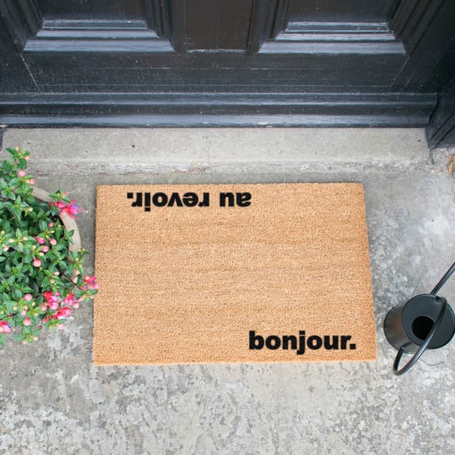 Artsy Doormats Natural Au Revoir Bonjour Doormat