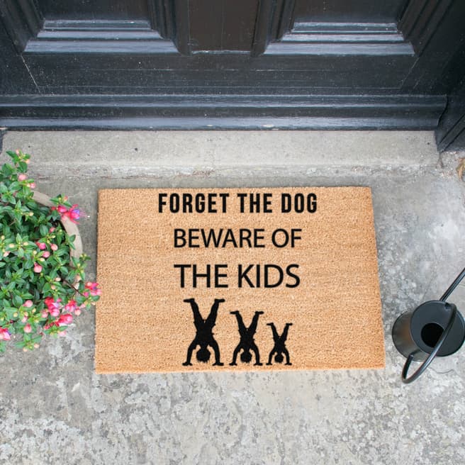 Artsy Doormats Natural/Black Beware Of The Kids Doormat
