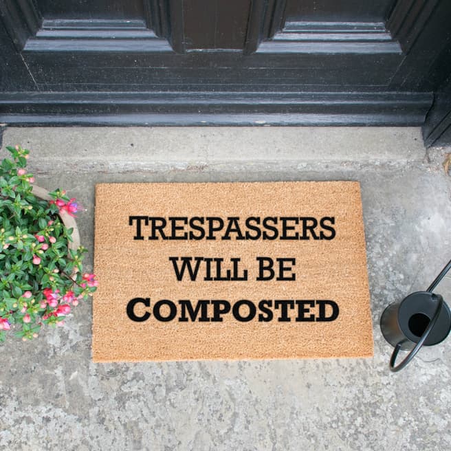 Artsy Doormats Natural/Black Trespassers Will Be Composted Doormat