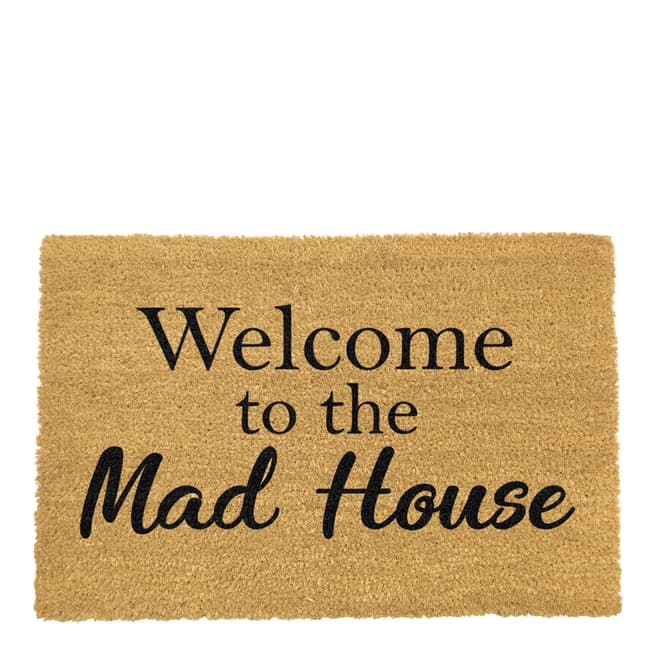 Artsy Doormats Natural/Black To The Mad House Doormat