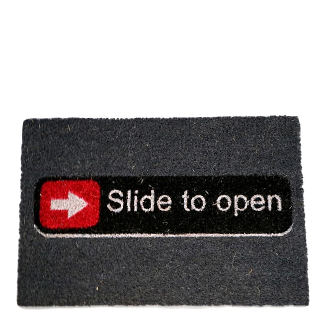 Artsy Doormats Grey/Red Slide to Open Coir Doormat