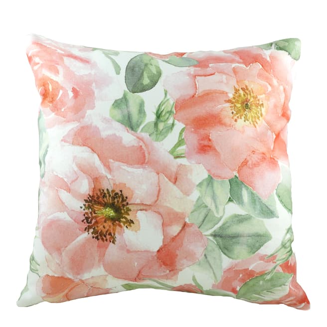 Evans Lichfield Pink Watercolour Florals Roses Cushion 43x43cm 