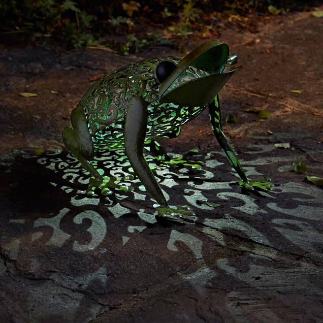 Smart Solar Green Frog Silhouette Light