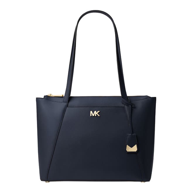 Michael Kors Blue Maddie Leather Shoulder Bag