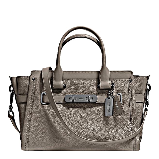 Coach Grey Pebbled Leather Swagger 27 Bag 