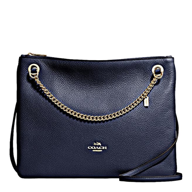Coach Navy Polished Pebble Leather Convertible Crossbody Bag