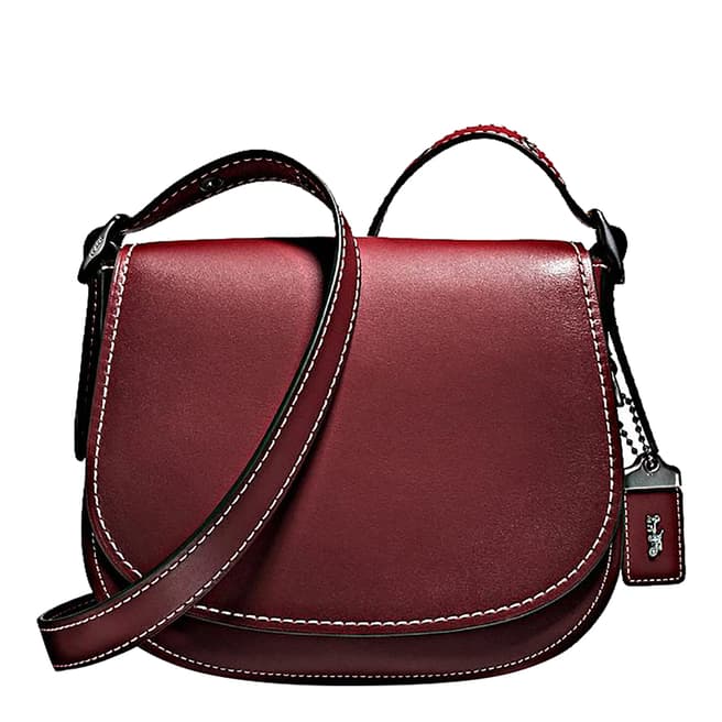 Coach Red Bordeaux Glovetanned Leather Saddle 23 Bag