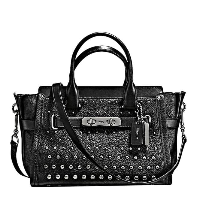 Coach Black Ombre Rivets Leather Swagger 27 Bag