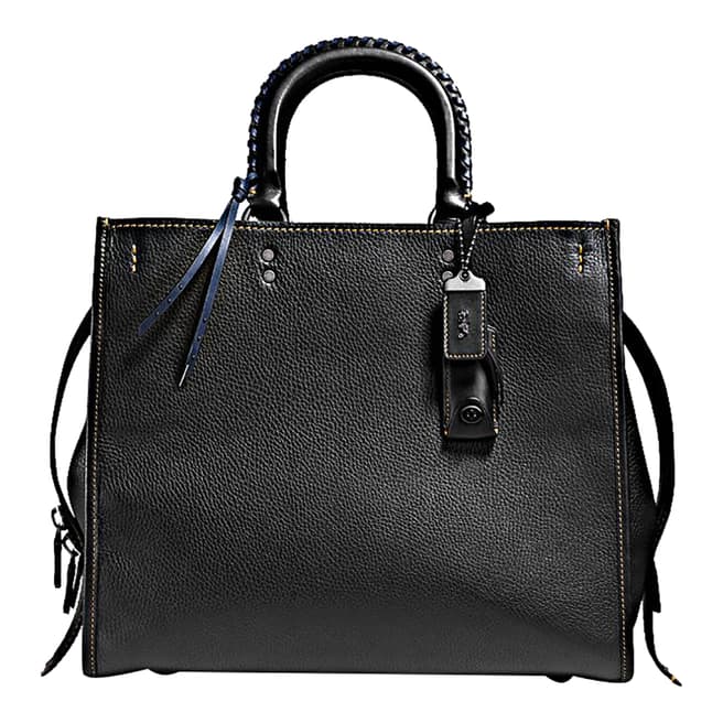 Coach Black Embellished Handle Leather Rogue 36 Bag