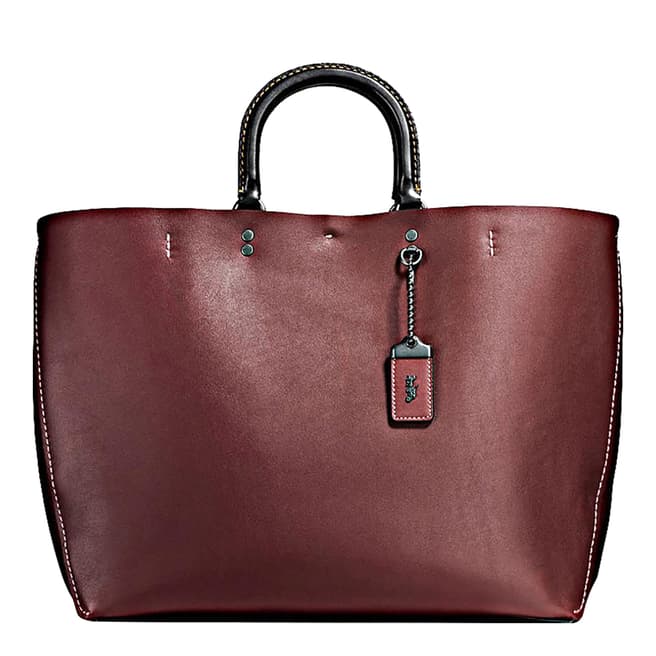 Coach Red Bordeaux Glove Calf Leather Rogue Tote Bag