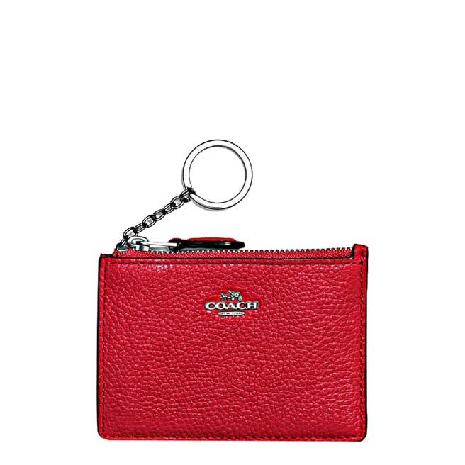 Coach Red Leather Box Program Mini Id Skinny Wallet 