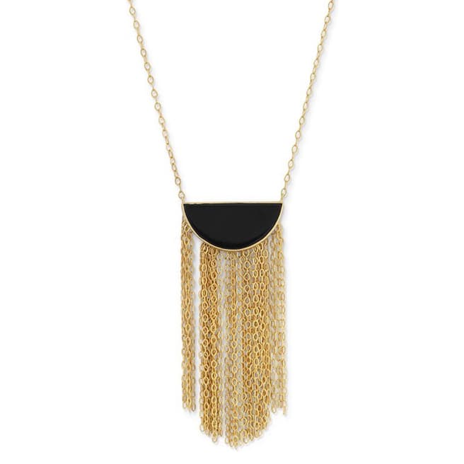 Chloe Collection by Liv Oliver Gold Onyx Fringe Necklace