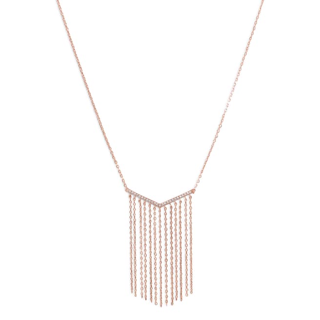 Chloe Collection by Liv Oliver Rose Gold Tassel Drop Necklace