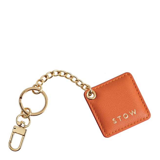 Stow Orange Square Leather Key Ring