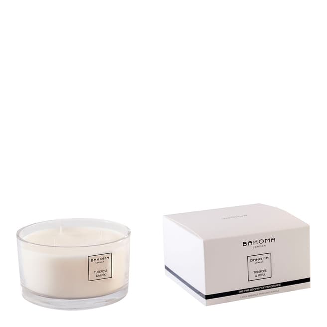 Bahoma Tuberose & Musk Candle with 3 wicks in flexible packaging
