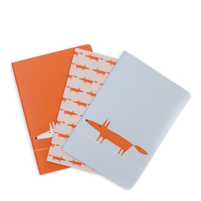 Scion Set of 3 Blue/Orange/Beige Mr Fox Notebooks