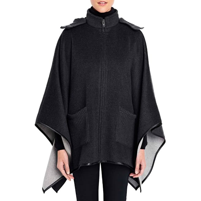 Lands End Charcoal Double Faced Poncho