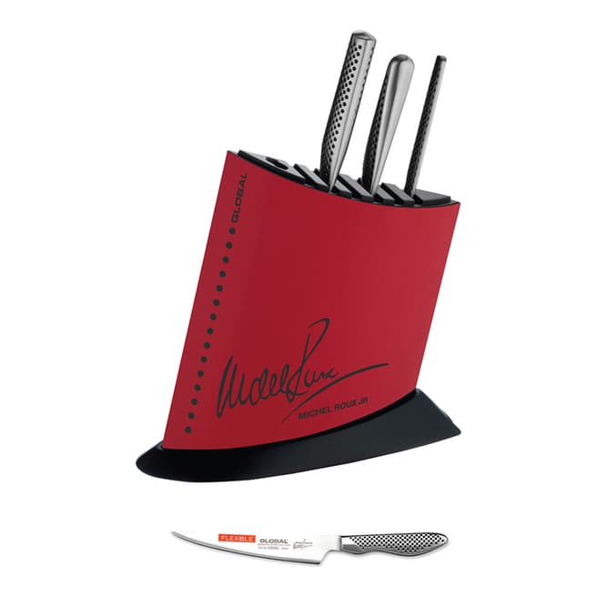 Global 5 Piece Red Knife Block