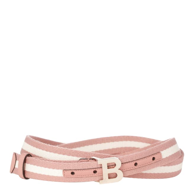 BALLY Ladies Pink/Cream Cotton & Leather Belt