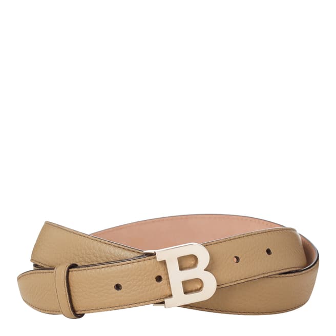 BALLY Ladies Beige Leather 'B' Buckle Belt