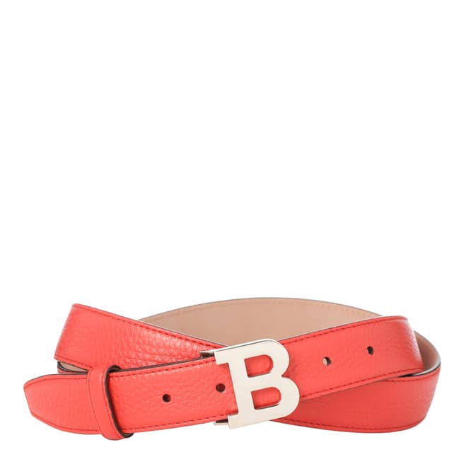 BALLY Ladies Bright Red Leather 'B' Buckle Belt