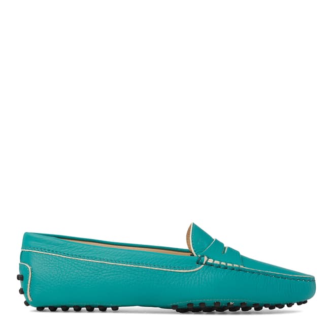 Tod's Womens Green Leather Gommino Loafers