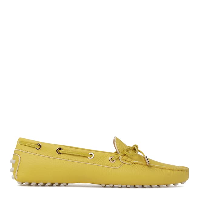 Tod's Womens Yellow Leather Gommino Moccasins
