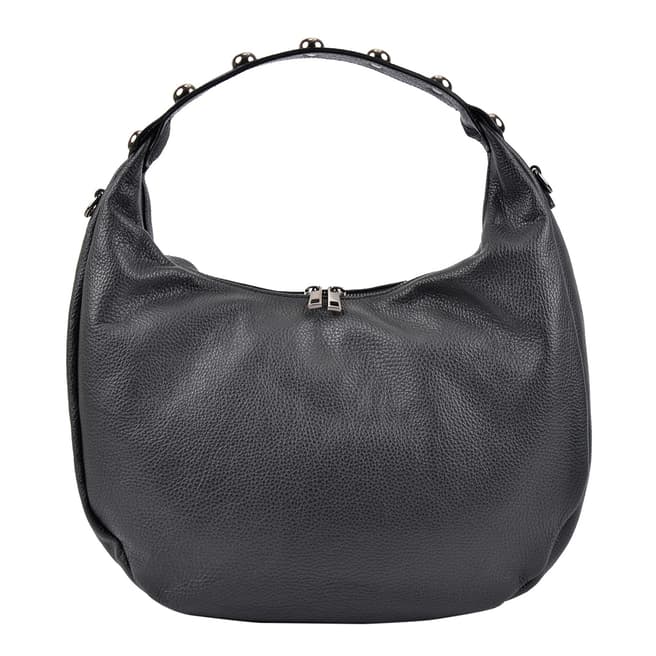 Roberta M Black Leather Hobo Bag