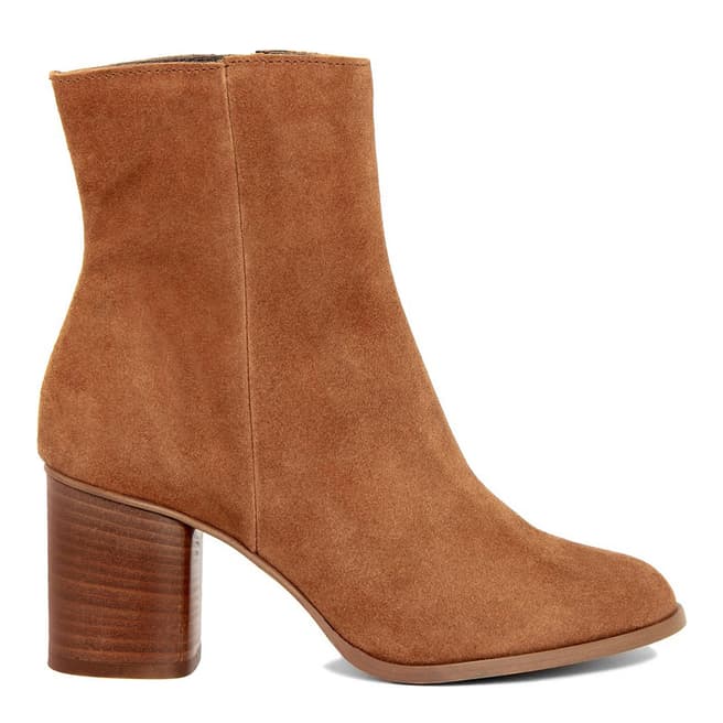 Gusto Tan Suede Mid Heel Ankle Boots