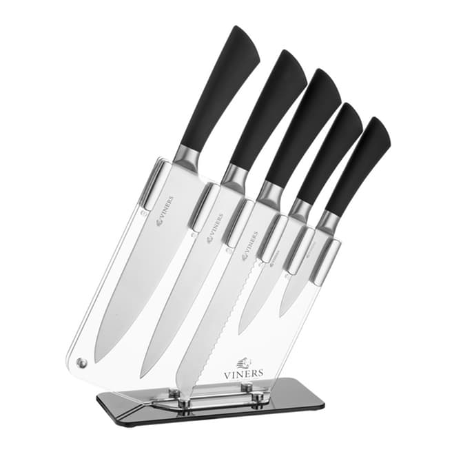 Viners Abstract Black 6 Piece Knife Block Giftbox