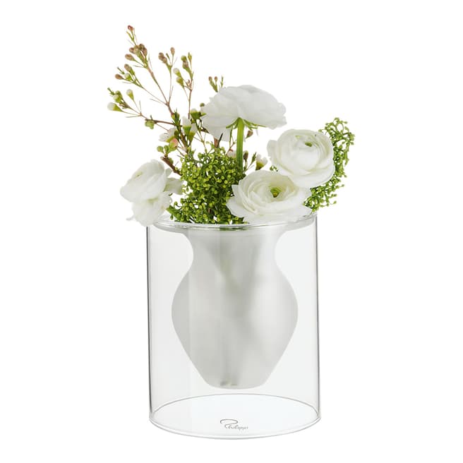 Philippi Clear/White Esmeralda Small Vase 13x15.5cm
