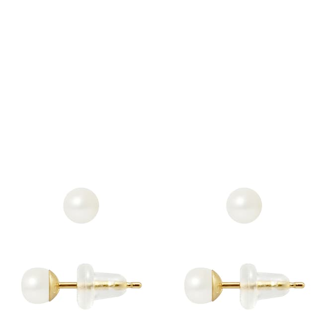 Manufacture Royale Yellow Gold Earrings with Natural Freshwater Pearls 4-5 mm