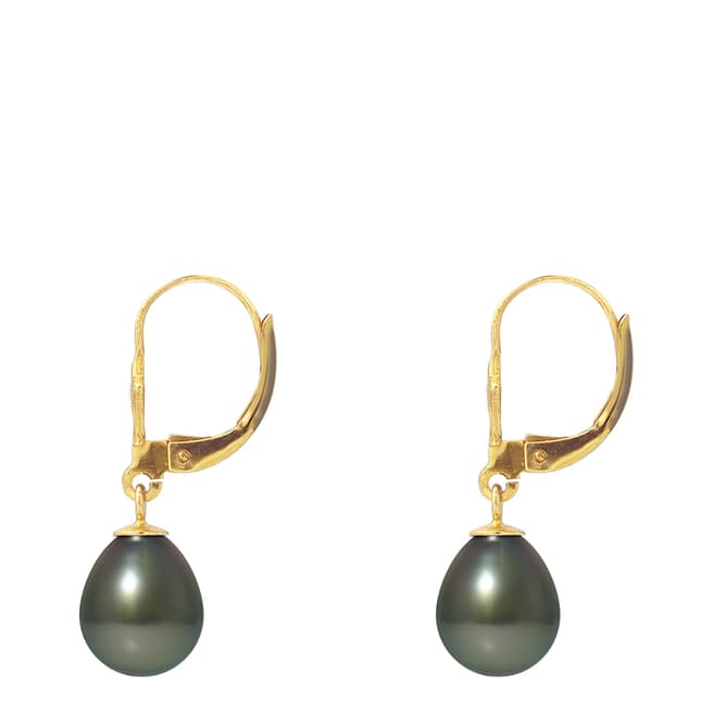 Manufacture Royale Yellow Gold Earrings with Black Pearls 8-9 mm