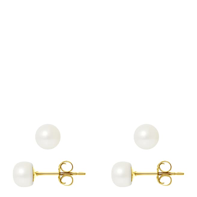 Manufacture Royale Yellow Gold Earrings with Natural Freshwater Pearl  6-7 mm