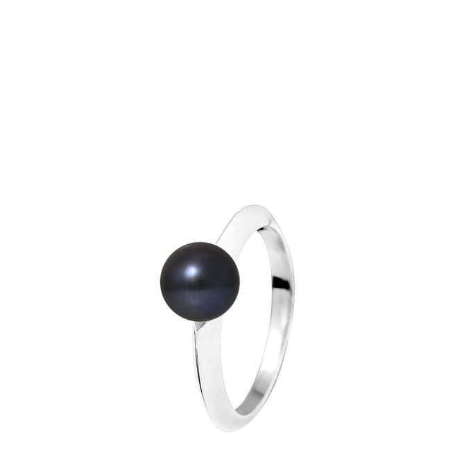 Manufacture Royale White Gold Ring with Black Freshwater Pearl 7-8 mm