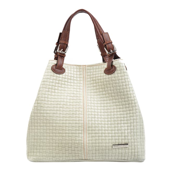 Isabella Rhea Cream Leather Shopper Bag